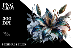 Abstract Shiny Flower Watercolor Clipart Product Image 2