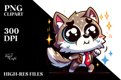 Cute Cartoon Wolf with Bow Tie, Transparent PNG Product Image 2