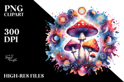 Magical Celestial Mushroom Watercolor PNG Product Image 2