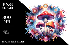 Magical Celestial Mushroom Watercolor PNG Product Image 2