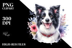 Watercolor Baby Border Collie with Big Eyes PNG Product Image 2
