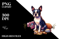 Sitting Sand Boston Terrier Clipart Sublimation Product Image 2