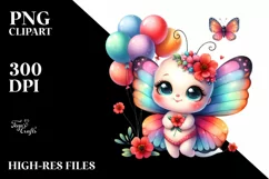 Adorable Baby Butterfly Cuddling Balloons | Sublimation | Product Image 1