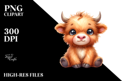 Expressive Funny Baby Highland Cow PNG Product Image 2