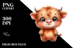 Expressive Funny Baby Highland Cow PNG Product Image 2