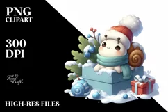 Cute Baby Snail Hiding, Gift Box PNG Product Image 1