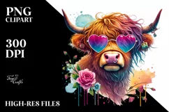 Highland Calf with Sunglasses PNG Product Image 2