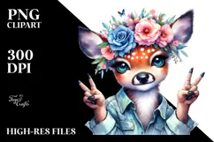 Expressive Deer with Floral Wreath.png Product Image 2