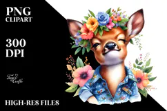 Expressive Deer with Floral Wreath.png Product Image 2