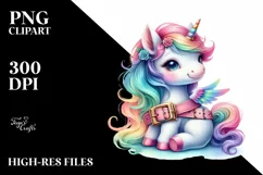 Baby Unicorn with Belt, Colorful PNG Product Image 3