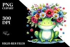 Vibrant Flower Crown Frog PNG Product Image 2