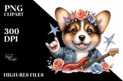 Colorful Baby Corgi Rockstar Clipart Product Image 3