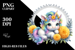 Pastel Baby Unicorn with Marigold Frame | Sublimation | Product Image 2