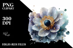 Anemone with Golden Insertions Watercolor Product Image 1