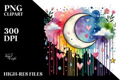 Colorful Half Moon with Hanging Hearts PNG Product Image 2