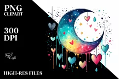 Colorful Half Moon with Hanging Hearts PNG Product Image 2