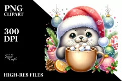 Cute Seal with Christmas Ornaments, PNG Product Image 3