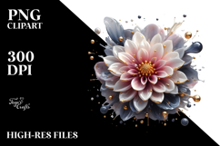 Abstract Dahlia with Golden Insertions PNG Product Image 2