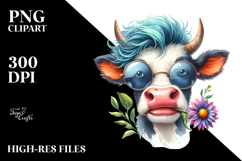 Funny Cow with Cool Hair PNG Product Image 2