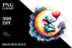 Colorful Elephant on Half Moon PNG Product Image 2