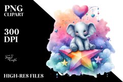 Colorful Elephant on Star PNG Product Image 2