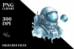 Blueish Vintage Astronaut Girl | Sublimation Clipart Product Image 3
