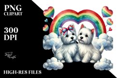 Rainbow West Highland White Terrier Heart PNG Product Image 2