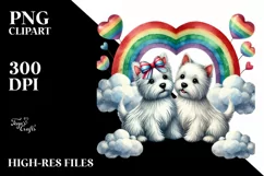 Rainbow West Highland White Terrier Heart PNG Product Image 2