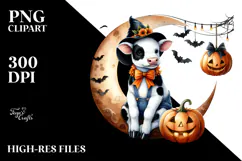 Halloween Cow on Half Moon, Transparent PNG Product Image 2