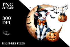 Halloween Cow on Half Moon, Transparent PNG Product Image 2