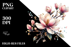 Magnolia with Metallic Insertions PNG Product Image 2