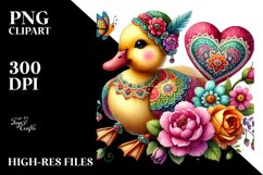 Colorful Duck on Flower PNG Product Image 2