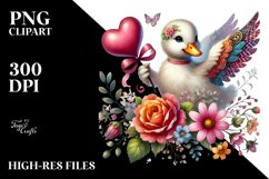 Adorned Duck Holding Heart PNG Product Image 2