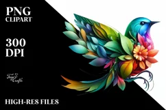 Vibrant Abstract Flower Bird PNG Product Image 1