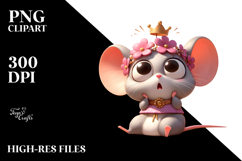 Cute Mouse with Flower Crown PNG Product Image 2
