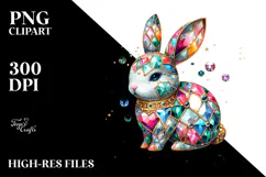 Colorful Bunny Made of Diamonds PNG Product Image 2