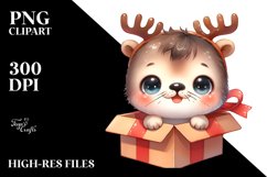 Entertaining Seal with Reindeer Horns PNG Product Image 3