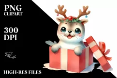 Energetic Seal with Reindeer Horns PNG Product Image 1