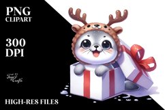Excited Seal with Reindeer Horns PNG Product Image 3