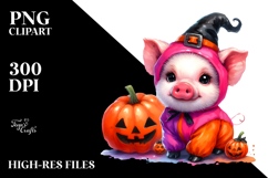 Vibrant Baby Pig for Halloween with Pumpkin | Sublimation | Product Image 2