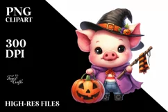 Vibrant Baby Pig for Halloween with Pumpkin | Sublimation | Product Image 1