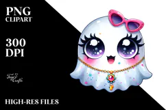 Funny Cute Ghost with Glam Accessories PNG Product Image 2