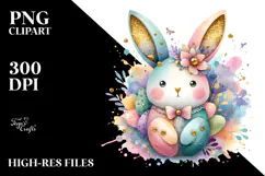 Colorful Pastel Bunny Wood PNG Product Image 2