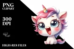 Funny Expressive Unicorn Watercolor PNG Product Image 3