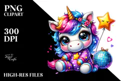 Crazy Unicorn with Disco Outfit PNG Product Image 2