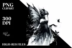 Washed Watercolor Gothic Fairy, High-Res PNG Product Image 1