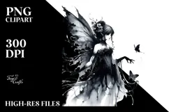 Washed Watercolor Gothic Fairy, High-Res PNG Product Image 2