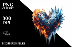Distressed Heart of Fire and Ice PNG Product Image 2