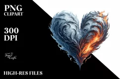 Distressed Heart of Fire and Ice PNG Product Image 2