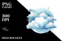 Washed Blueish Vintage Cloud, Transparent PNG Product Image 2